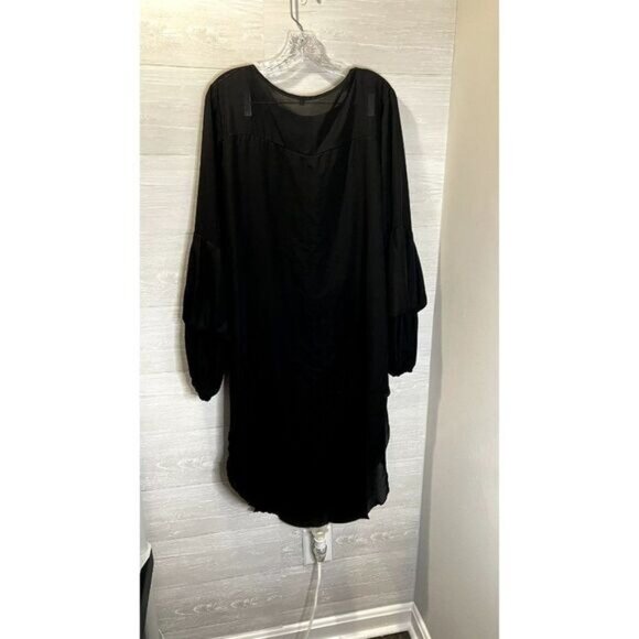 Womens Black Casual Loose Long Sleeve Maxi Kaftan Dress‎ - Picture 4 of 7